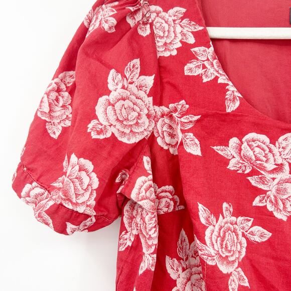 Modcloth Womens Retro Pinup Valentines Day Scoop‎ Neck Rose Floral Dress Size 1X - Picture 2 of 9